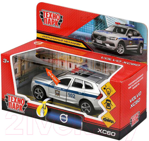 Изображение товара Автомобиль игрушечный Технопарк Volvo XC60 R-Desing Полиция / XC60-12SLPOL-SR (серебристый)