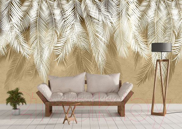 Изображение товара Фотообои листовые Citydecor Пальмовые листья (500x260, бежевые гранж)