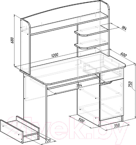 Изображение товара Компьютерный стол Мебель-Класс Лидер (белый/дуб сонома)