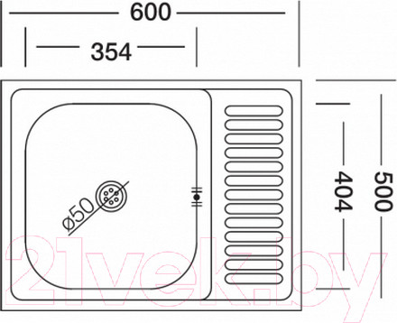 Изображение товара Мойка кухонная КромРус S-417 (чаша справа)