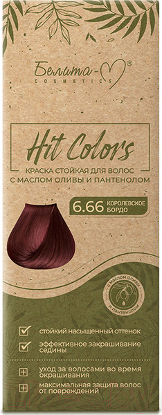 Изображение товара Гель-краска для волос Белита-М Hit Colors 6.66 (королевское бордо)