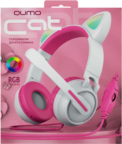 Изображение товара Наушники детские Qumo Game Cat White&pink GHS 0035 / Q33035