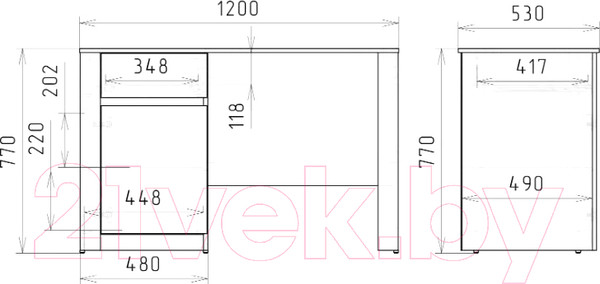 Изображение товара Письменный стол Рэйгрупп Bromo СТЖ-10 1D1Y 120x77x53 / СТЖ-10 VL (дуб веллингтон)