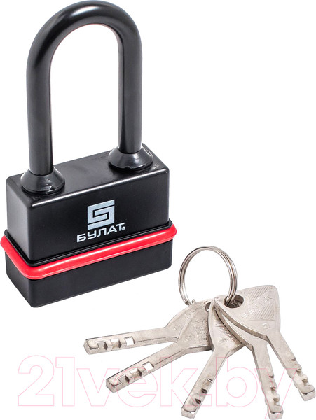 Изображение товара Замок навесной БУЛАТ ВС 3-Н65-01 ПЛ 5 ключей