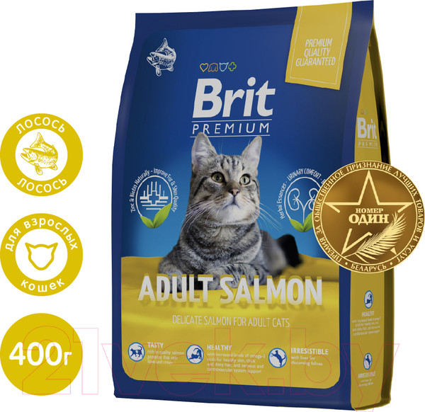Изображение товара Сухой корм для кошек Brit Premium Cat Adult Salmon / 5049035 (400г)