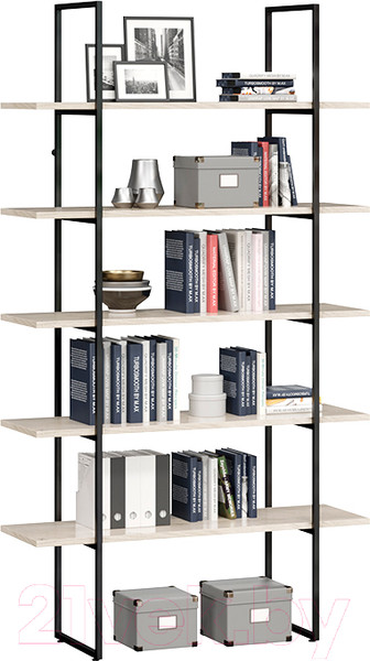 Изображение товара Стеллаж ТриЯ Лофт тип 1 1200 (черный/дуб крафт белый)