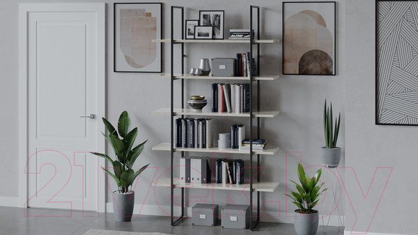 Изображение товара Стеллаж ТриЯ Лофт тип 1 1200 (черный/дуб крафт белый)