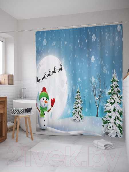 Изображение товара Шторка-занавеска для ванны JoyArty Новогоднее настроение / sc_20080