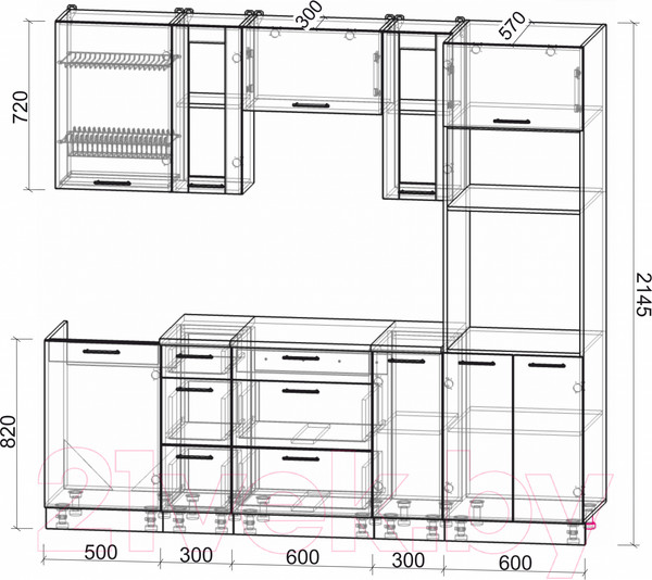 Изображение товара Кухонный гарнитур Интерлиния Мила 2.3 ВТ (серебристый/бетон/бискайская сосна)