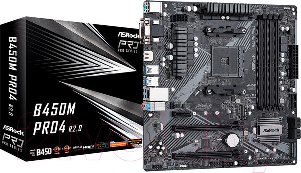 Изображение товара Материнская плата AsRock B450M Pro4 R2.0