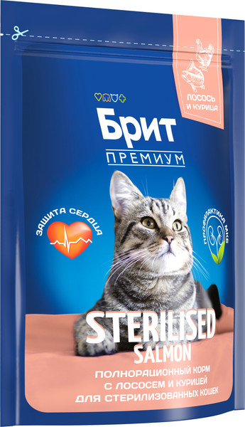 Изображение товара Сухой корм для кошек Brit Premium Cat Sterilized Salmon&Chicken / 5049356 (400г)