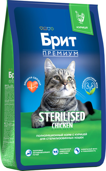 Изображение товара Сухой корм для кошек Brit Premium Cat Sterilized Chicken / 5049592 (8кг)