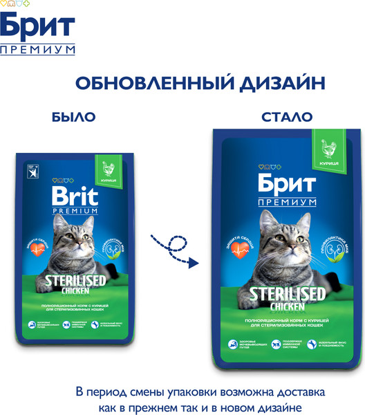 Изображение товара Сухой корм для кошек Brit Premium Cat Sterilized Chicken / 5049592 (8кг)