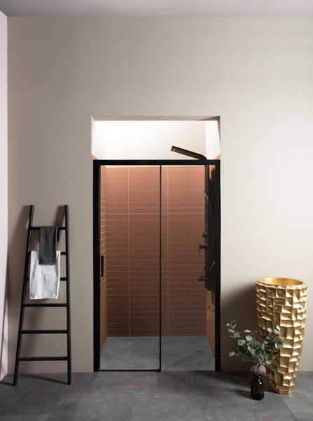 Изображение товара Душевая дверь Aquanet Pleasure 150 / AE60-N-150H200U-BT (черный матовый/прозрачное стекло)