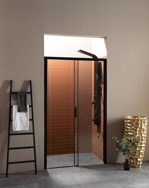 Изображение товара Душевая дверь Aquanet Pleasure 150 / AE60-N-150H200U-BT (черный матовый/прозрачное стекло)