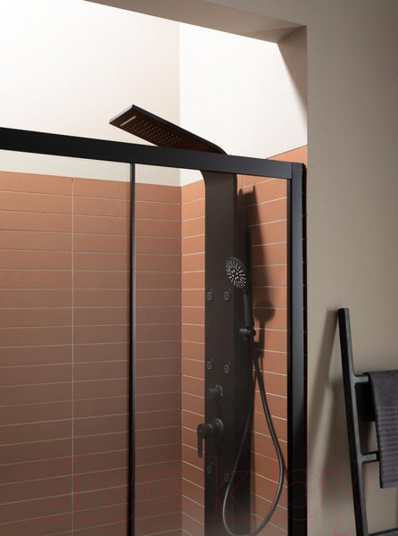 Изображение товара Душевая дверь Aquanet Pleasure 150 / AE60-N-150H200U-BT (черный матовый/прозрачное стекло)