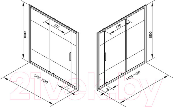 Изображение товара Стеклянная шторка для ванны Aquanet Practic 175 / AE10-B-175H150U-CP (полоска хром /прозрачное стекло)
