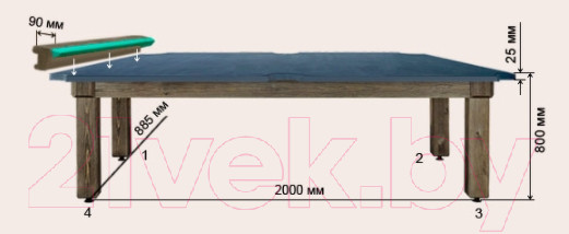 Изображение товара Бильярдный стол РуптуР Паж-2 / 181.00.08 (сосна)