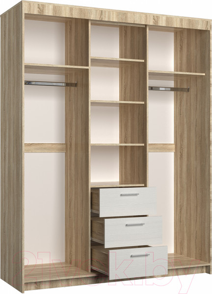 Изображение товара Шкаф-купе Евва 170 SB.2 / ПР-4D2Z3S (дуб сонома/бодега белый)