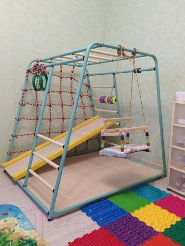 Изображение товара Детский спортивный комплекс Вертикаль Веселый Малыш Maxi (изумрудный, горка/мягкий бортик)
