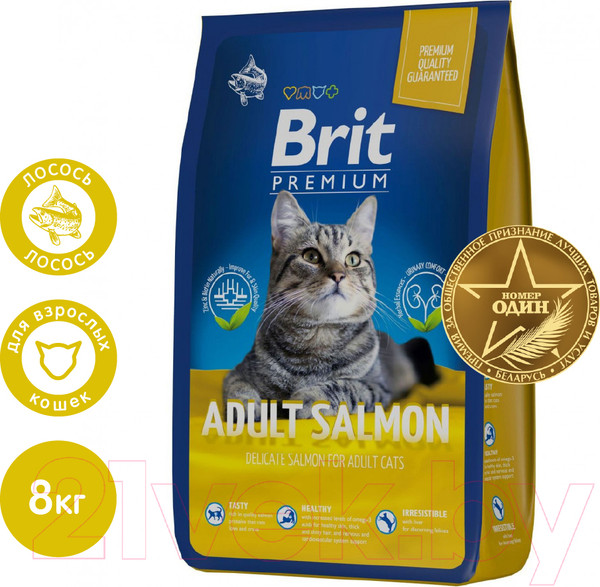 Изображение товара Сухой корм для кошек Brit Premium Cat Adult Salmon / 5049622 (8кг)
