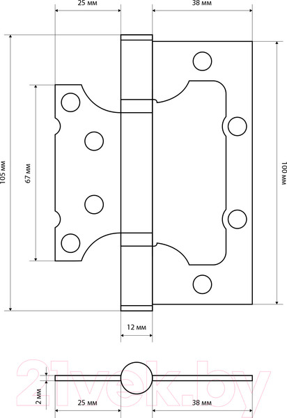 Изображение товара Петля дверная Стандарт 2BB CP 100x75x2.5 (хром)