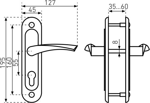 Изображение товара Ручка дверная Птимаш 0623 (бронза)