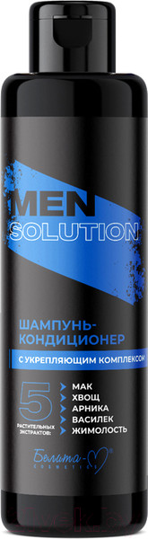 Изображение товара Шампунь-кондиционер для волос Белита-М Men Solution с укрепляющим комплексом (400г)