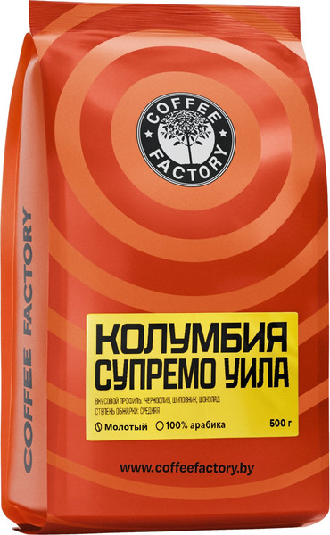 Изображение товара Кофе молотый Coffee Factory Колумбия Супремо Уила (500г)