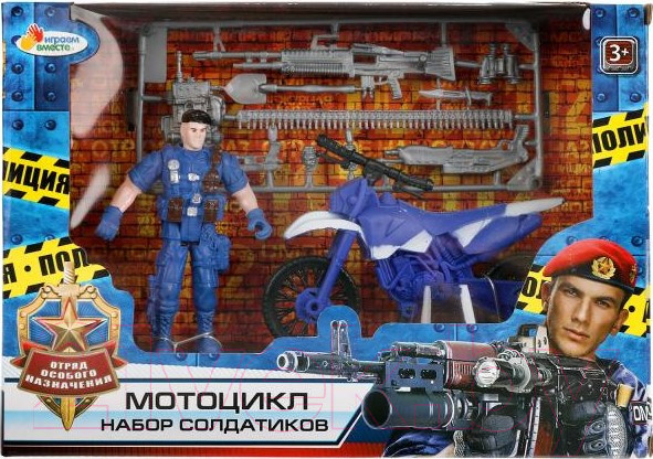 Изображение товара Мотоцикл игрушечный Играем вместе Солдатик с мотоциклом Полиция / 1904Y009-R