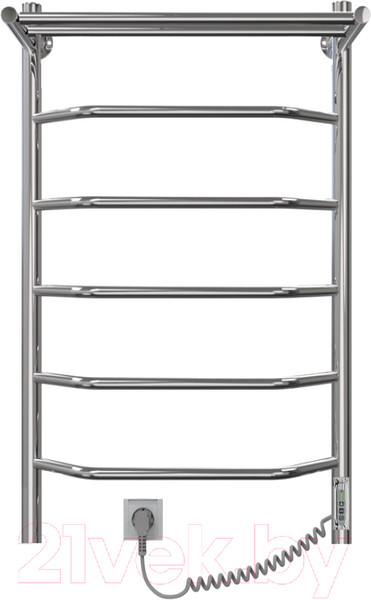 Изображение товара Полотенцесушитель электрический GRANULA Трапеция 50x80 5 перекладин D32 с полкой (терморегулятор с таймером)