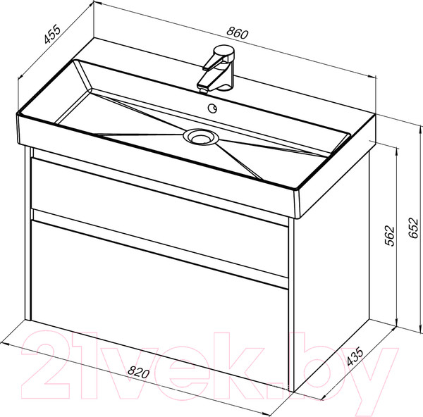 Изображение товара Тумба под умывальник Aquanet Nova Lite 85 / 249937 (с 2 ящиками)