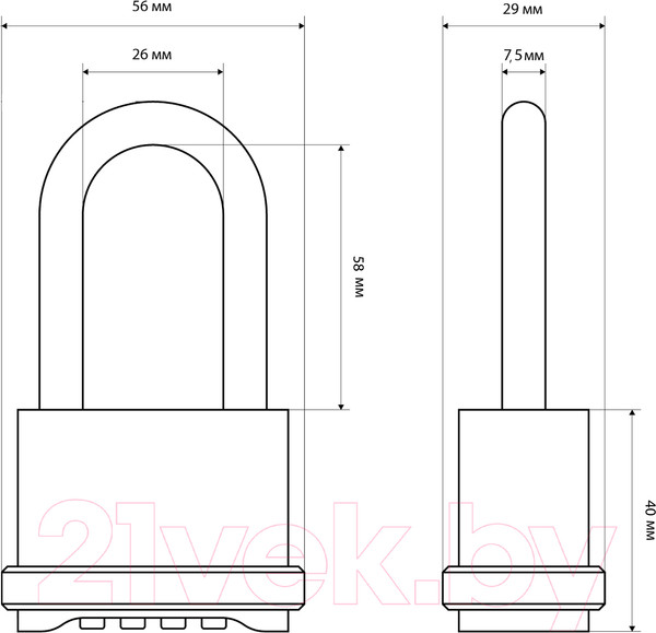 Изображение товара Замок навесной БУЛАТ ВС 564-01