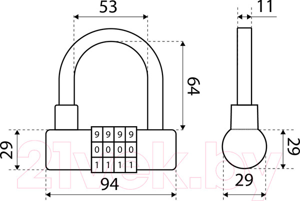 Изображение товара Замок навесной БУЛАТ ВС 944