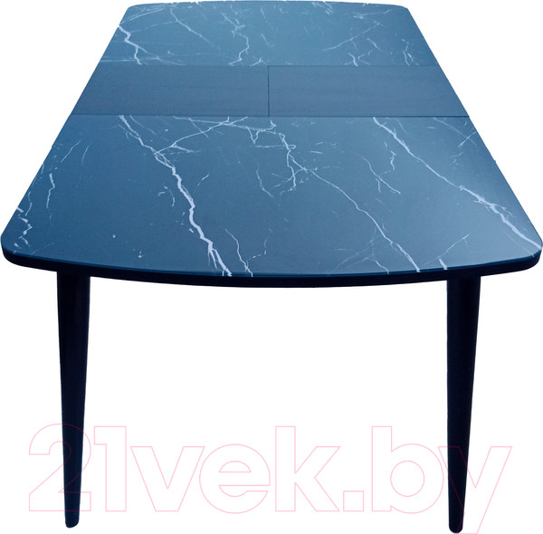 Изображение товара Обеденный стол Васанти Плюс БРФ 120/152x80/1Р (черный мрамор мателак/опоры черные)
