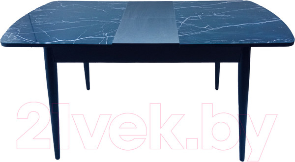 Изображение товара Обеденный стол Васанти Плюс БРФ 120/152x80/1Р (черный мрамор мателак/опоры черные)