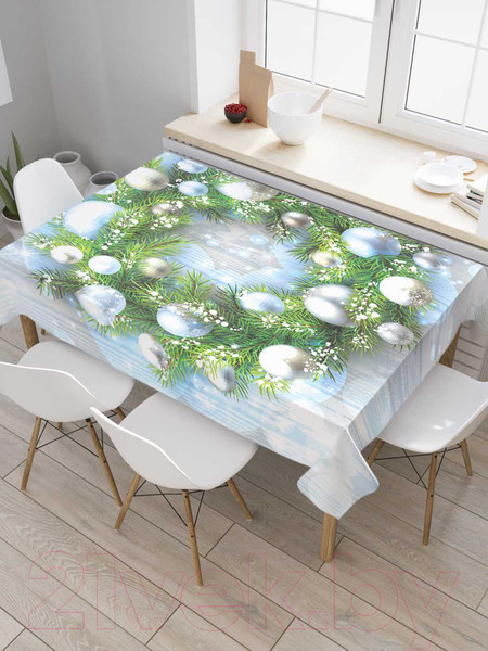 Изображение товара Скатерть JoyArty Венок украшенный шарами / tc_21487 (180x145)