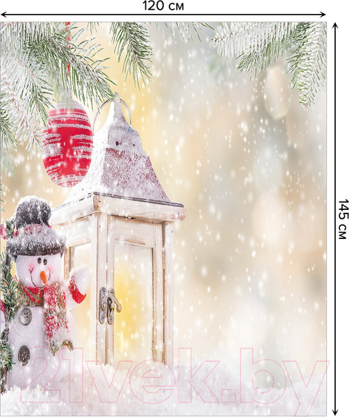 Изображение товара Скатерть JoyArty Веселый снеговик под елкой / tc_21493 (120x145)