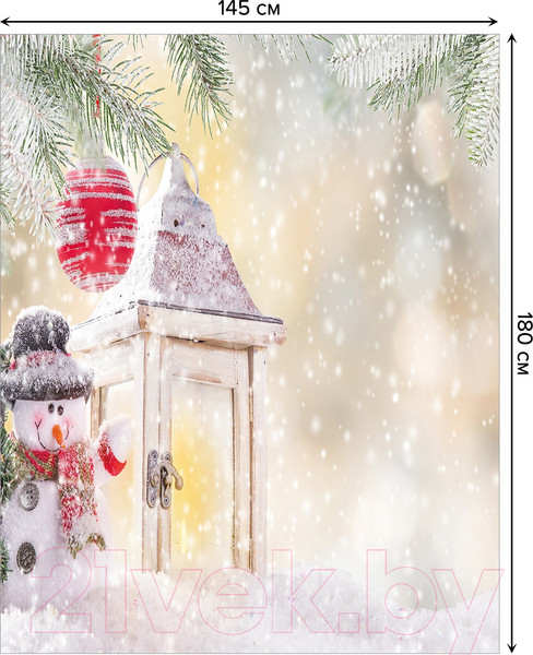 Изображение товара Скатерть JoyArty Веселый снеговик под елкой / tc_21493 (180x145)