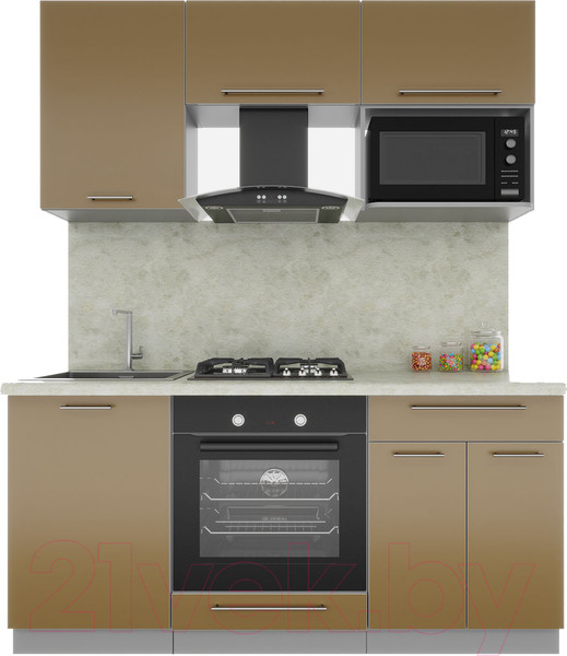 Изображение товара Кухонный гарнитур Интерлиния Мила Пластик 1.7 (капучино/капучино глянец опал светлый)