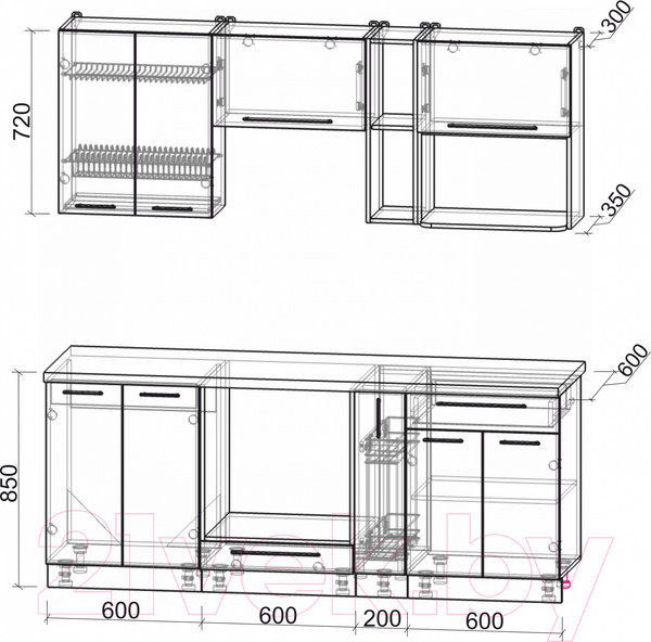 Изображение товара Кухонный гарнитур Интерлиния Мила Пластик 2.0 (капучино/капучино глянец опал светлый)