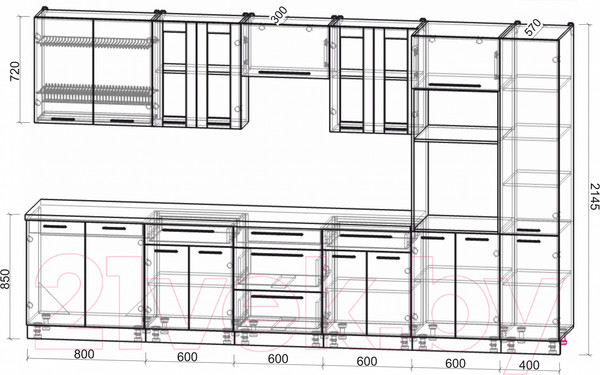 Изображение товара Кухонный гарнитур Интерлиния Мила Пластик 3.6 (мрамор/белый глянец/кастилло темный)