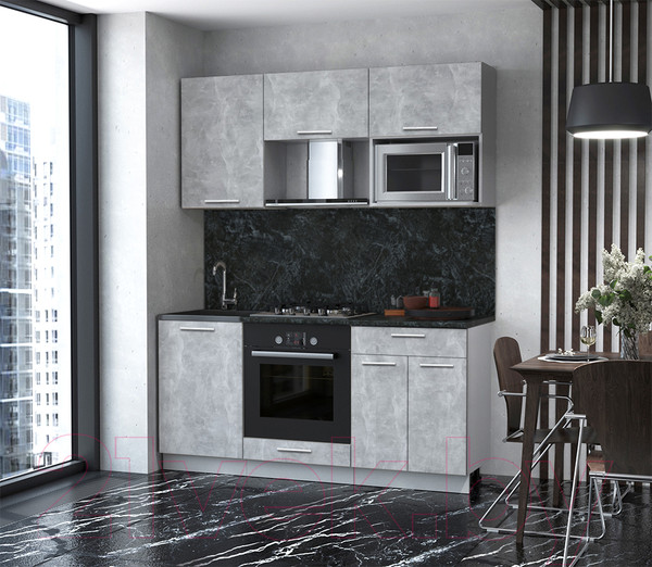 Изображение товара Кухонный гарнитур Интерлиния Мила 1.7 ВТ (бетон/бетон/кастилло темный)