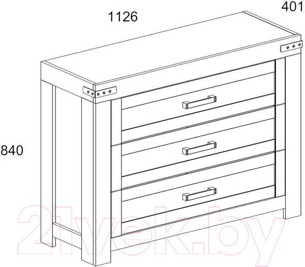 Изображение товара Комод Anrex Mortiz 3S (дуб вотан)