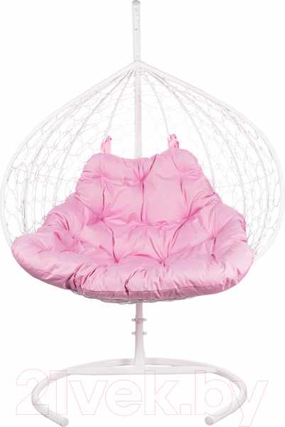 Изображение товара Кресло подвесное BiGarden Gemini White (двойной, розовая подушка)