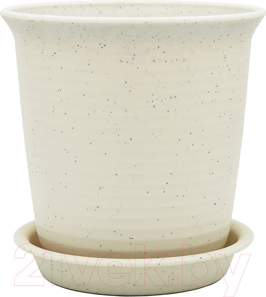 Изображение товара Вазон BOTANICA Cycle + поддон (24.5x25см, белый мрамор)