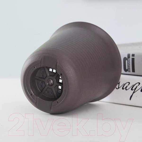 Изображение товара Вазон BOTANICA Cycle + поддон (13.5x13.5см, серый/коричневый)