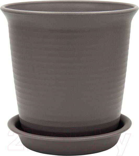 Изображение товара Вазон BOTANICA Cycle + поддон (24.5x25см, серый/коричневый)