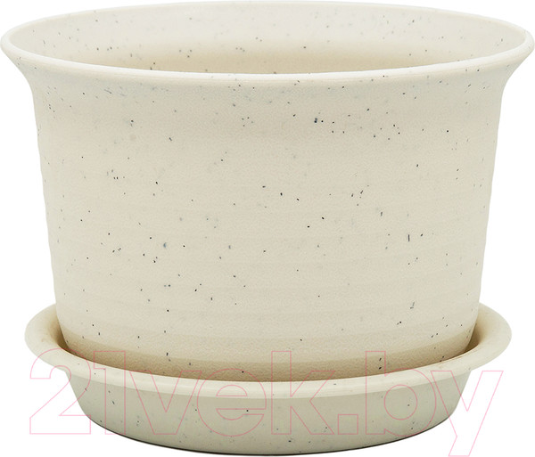 Изображение товара Вазон BOTANICA Cycle + поддон (18.5x13см, белый мрамор)