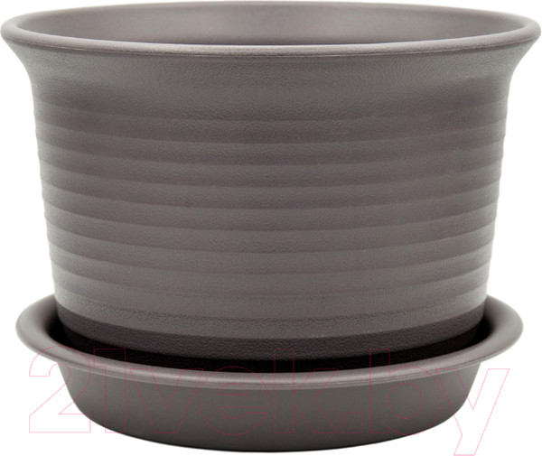 Изображение товара Вазон BOTANICA Cycle + поддон (24x17см, серый/коричневый)